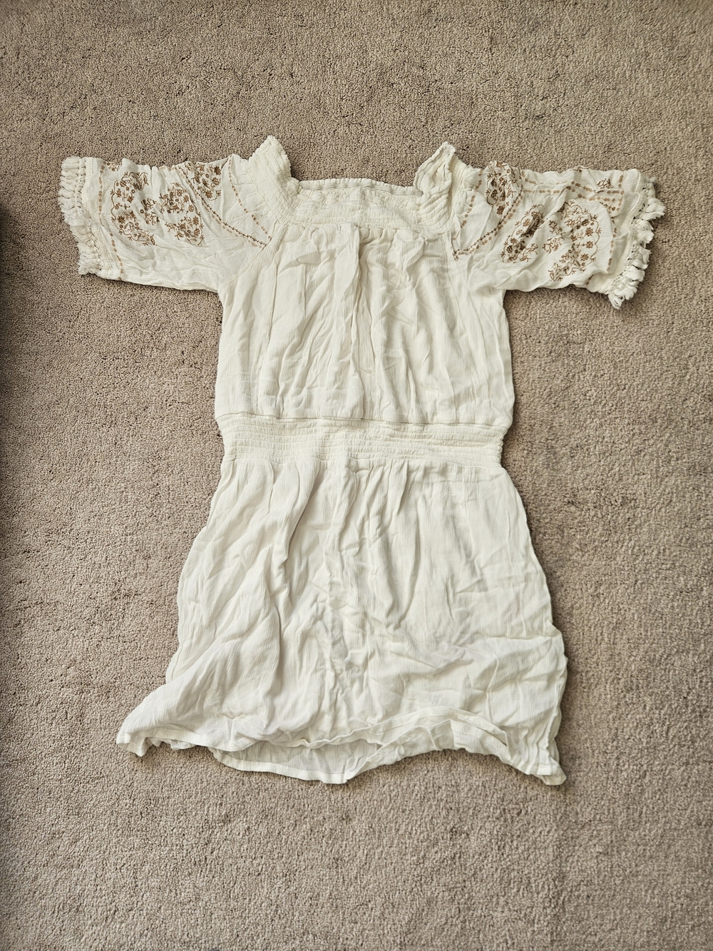 Xhilaration Cream Off-Shoulder Embroidered Dress